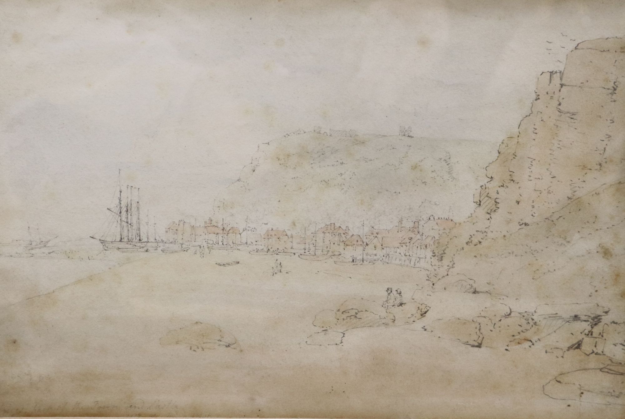 J* Roget (19th century), Hastings sea front with shipping and another of York, signed and inscribed, pencil and wash, largest 19 x 29cm